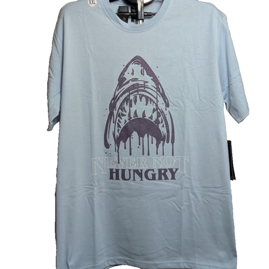 Genuine Never Not Hungry Hunter Size XXL (50-52") Tee - T-Shirt in Light Blue Genuine