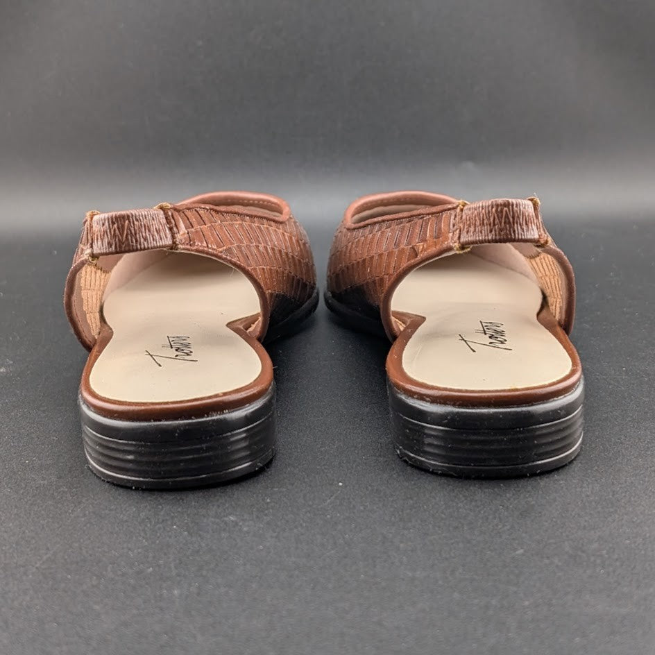 Women's Trotters Size 6 or 6.5 "Lucy" Cognac Woven Slingback Flat T1711-206 NIB Trotters