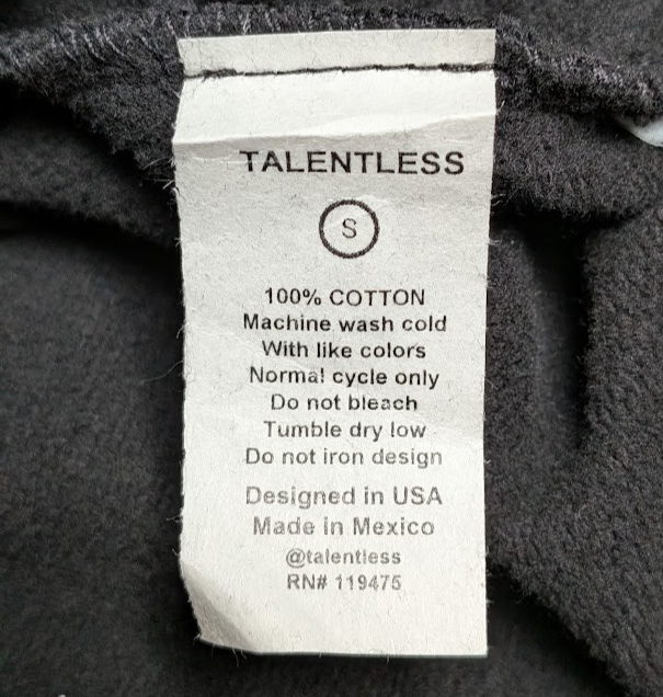 Talentless Black Men's Size Small Hoodie w/ Pockets ~ New In Bag Talentless