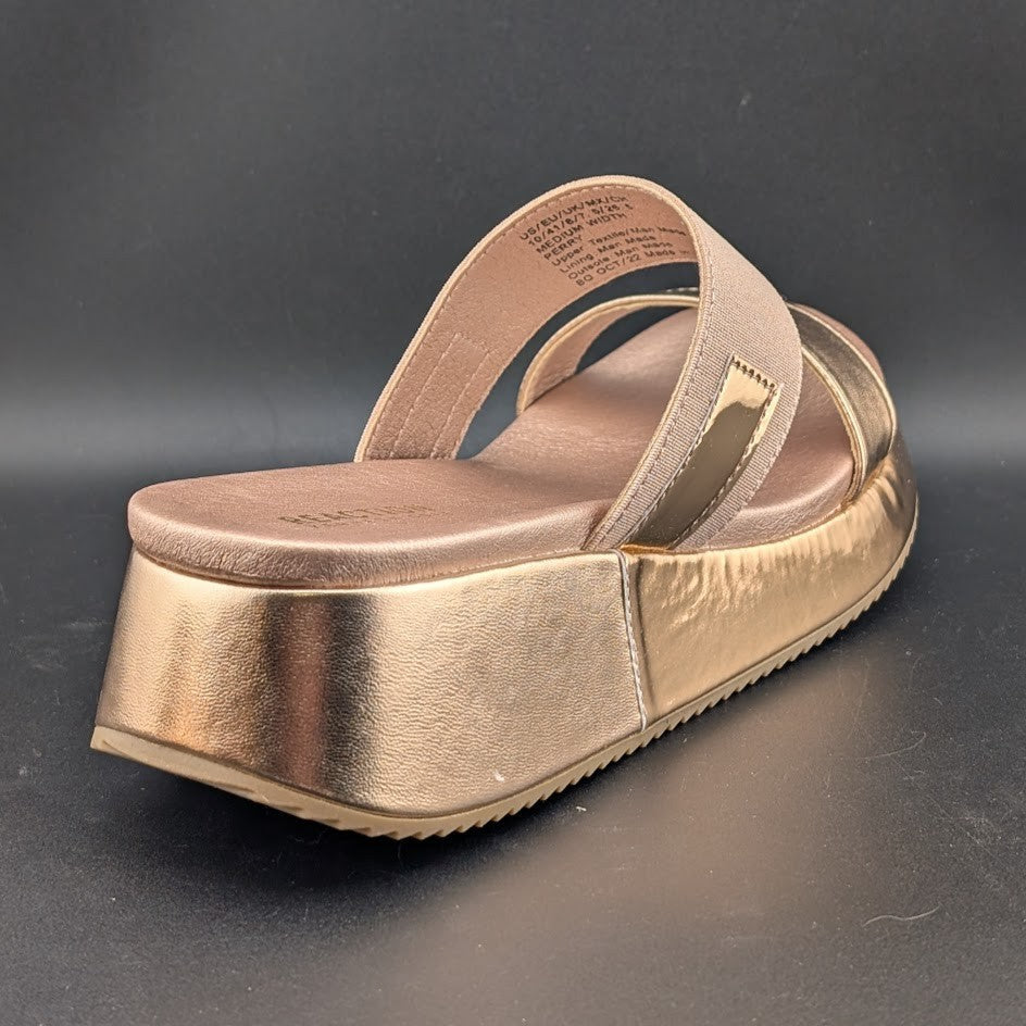 Kenneth Cole Reaction Women's Size 10 Perry Rose Gold Metallic PU Sandal Kenneth Cole