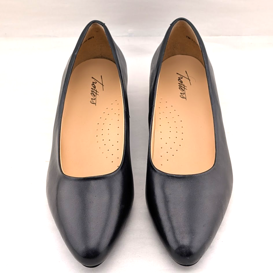 Trotters Jewel Black Leather Block Heel Pumps Women’s Size 7 Med $125 T2126-001 Trotters