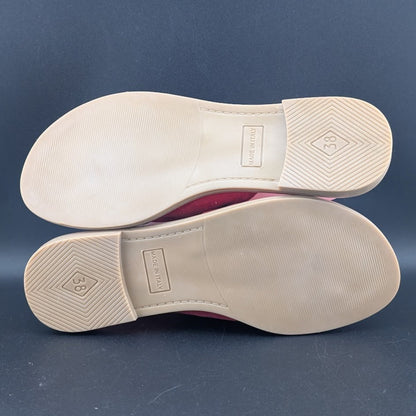 Simona Rossi Red Genuine Leather Women's Slide Sandals Slip On Size 7.5 simona rossi