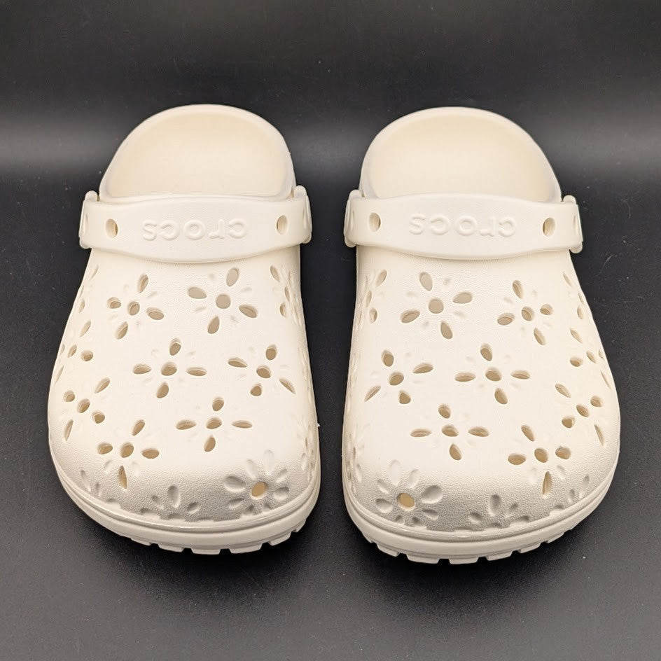 Crocs Big Kids 3Y / Women's 5 Chalk Classic Floral Cut Clogs NWT Crocs