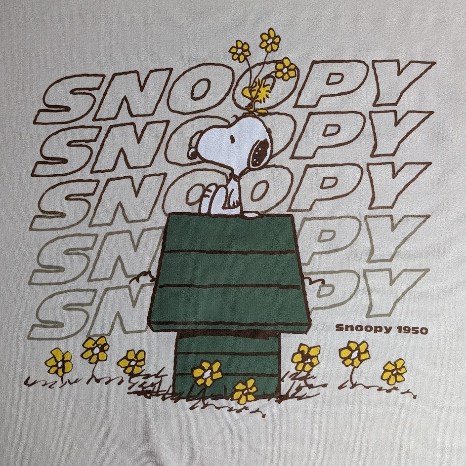 Peanuts Snoopy 1950 Hoodie Cream w/Snoopy, Woodstock on Doghouse Size 3XL Peanuts