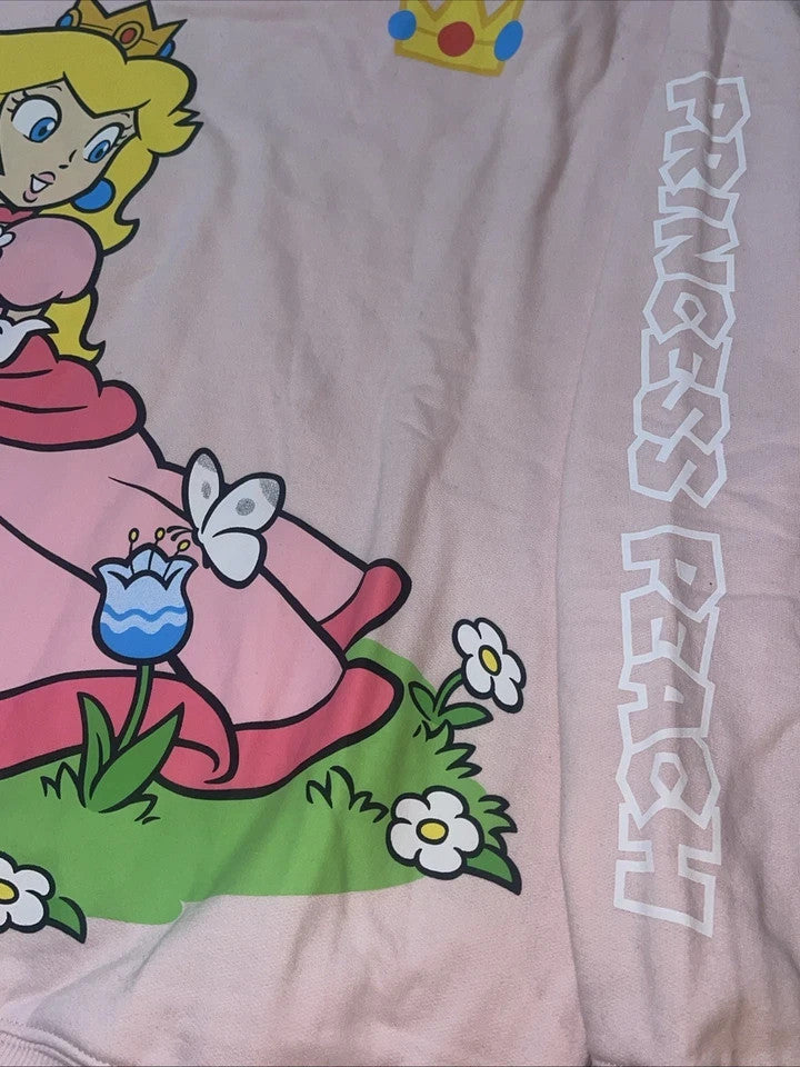 Hot Topic Medium Super Mario Princess Peach Pink Hoodie Sweatshirt New Size S-XL Hybrid