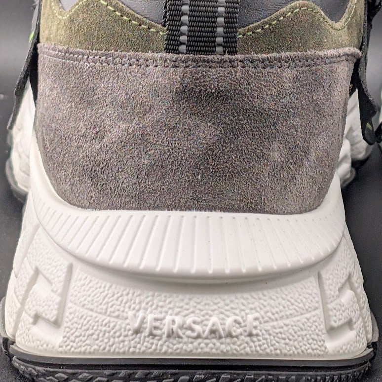 Versace Men's Greca Sneakers Gray/Green 13 US (46 EU) IT 1021490 Reg Retail $990 Versace