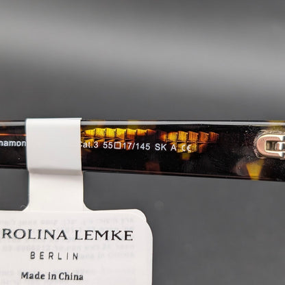 Carolina Lemke CL9035-02 Women's Cat Eye Tortoise Half Rim Tinted UV400 145mm Carolina Lemke