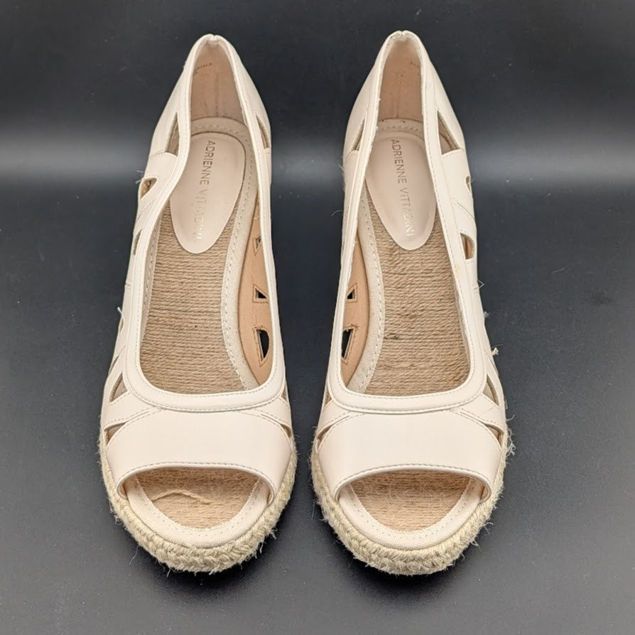 Adrienne Vittadini Espadrille Wedge Pump Size 10 Beige Brea Cut Out Sandal Ecru Adrienne Vittadini