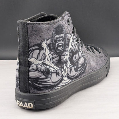 RAAD Shop Angry Gorilla Canvas Hi Tops US Size M9 / W10.5W Unisex RARE RAAD