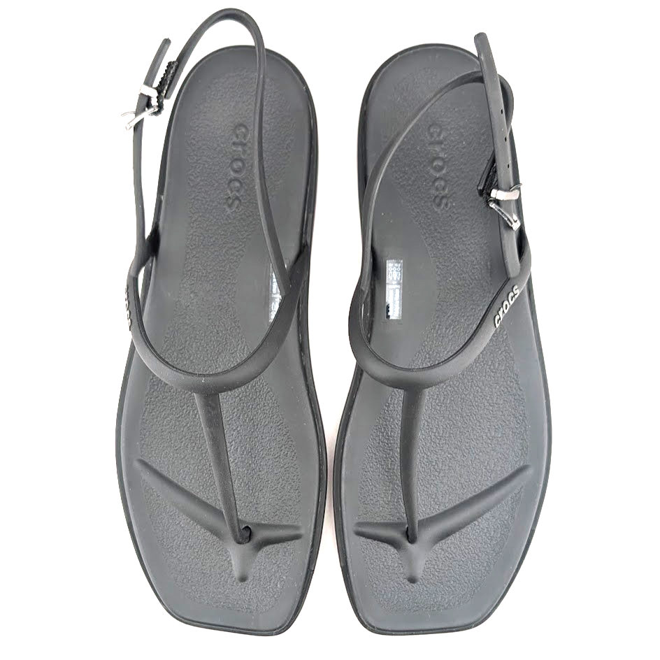 Crocs Miami Sandals Women's US 9 Black Adjustable Strap Thong Flip Flop 209793 Crocs