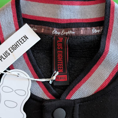 Men XL Plus Letter Graphic Colorblock Bomber Jacket by Plus Eighteen Plus Eighteen