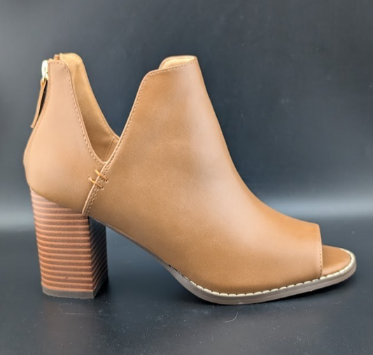 Coutgo Ankle Boots With Peep Toe V-Cutout | Color: Whiskey | Womens Size: 7.5 M Coutgo