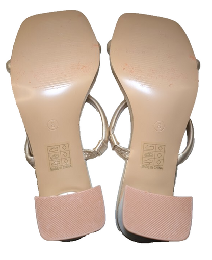Women's Sz 8 Chunky Heeled Mule 2-Strap Sandal | Block Mid Heel Square Toe Dress Avidirk