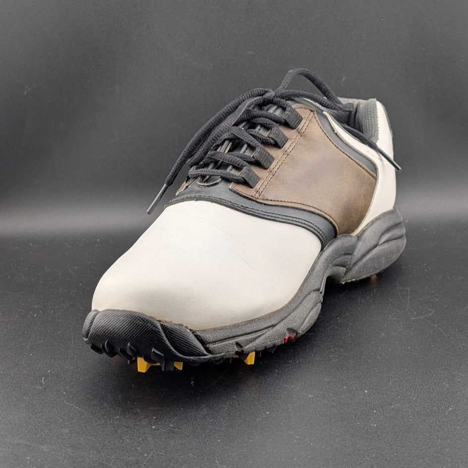 FootJoy GreenJoys Mens Size 8.5 White Brown Leather Oxford Golfing New Cleats FootJoy