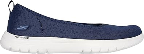 Skechers Air Cooled Slip On Shoe Womens Size 7 Blue Flyknit Memory Foam Goga Mat