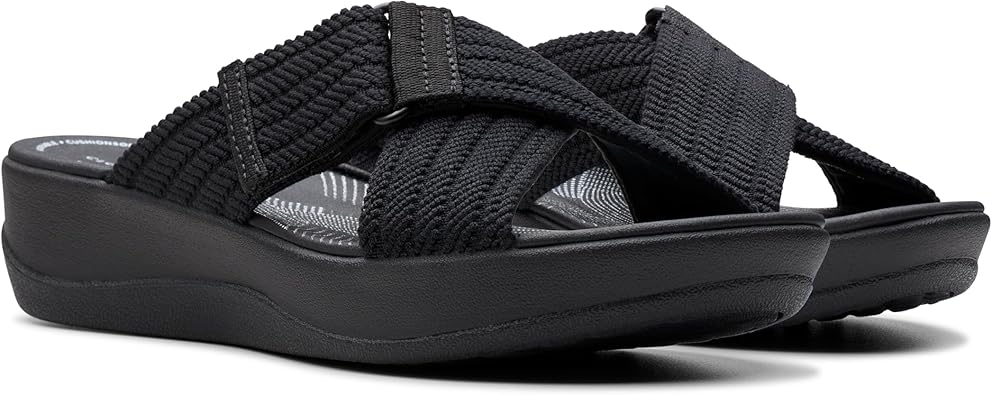 Women's Clarks, Arla Wave Adjustable Sandal 76960 Black Size 6M Cloudstepper