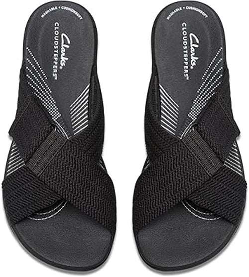 Women's Clarks, Arla Wave Adjustable Sandal 76960 Black Size 6M Cloudstepper