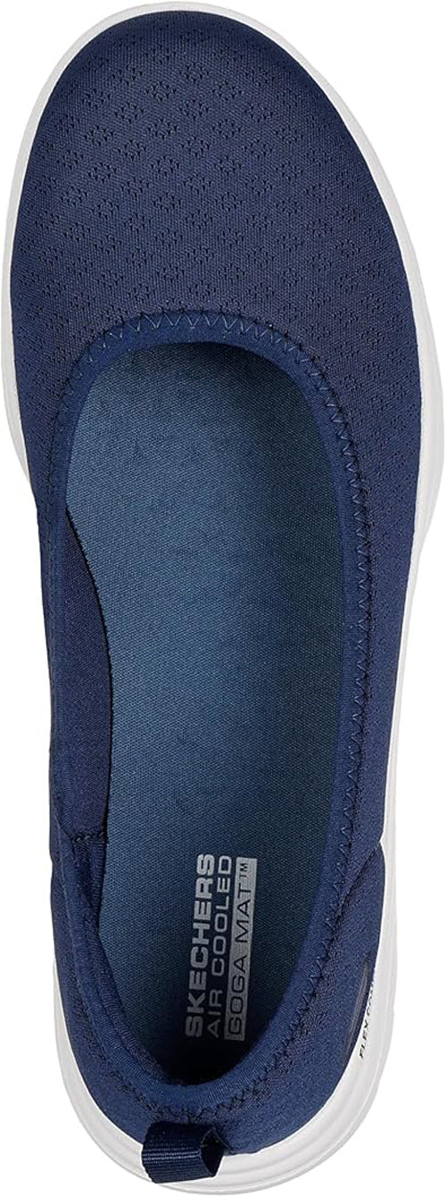 Skechers Air Cooled Slip On Shoe Womens Size 7 Blue Flyknit Memory Foam Goga Mat