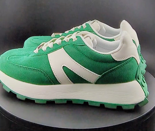 Lucky Step Women's Size 8M Retro Platform Sneaker in Green and White