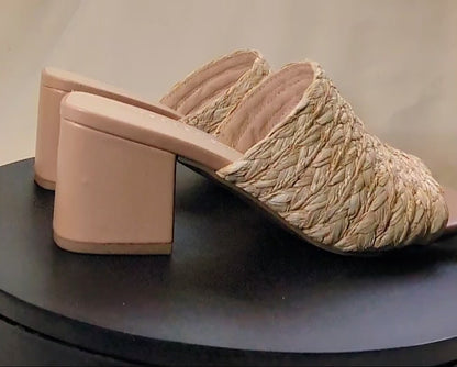 Madden Girl Women's TAZ | Natural Raffia 2.75” Block Heel Sandal | Sizes 6 / 6.5