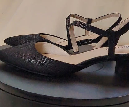 LifeStride Womens Size 7M "Minimalist" Black Slingback Heels Gunmetal