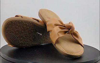 Cliffs By White Mountain Women's Favorite Knotted Slide Sandal 11M, Smooth Tan