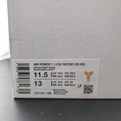 LOOK ==> Nike Men's Size 11.5 Air Force 1 Low Kobe Bryant Lakers FZ1151-100 AF1 SoleComfort.shoes