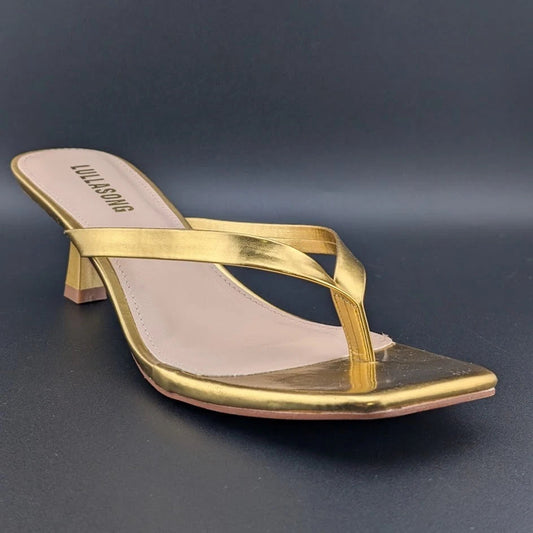 Women Flip Flop Low Kitten Heel Sandals Square Open Toe Thong Sandals Generic