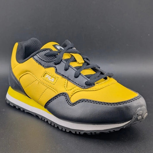 Size 2 FILA Kids Unisex Cress Color Block Sneakers Lemon/White/Black Fila