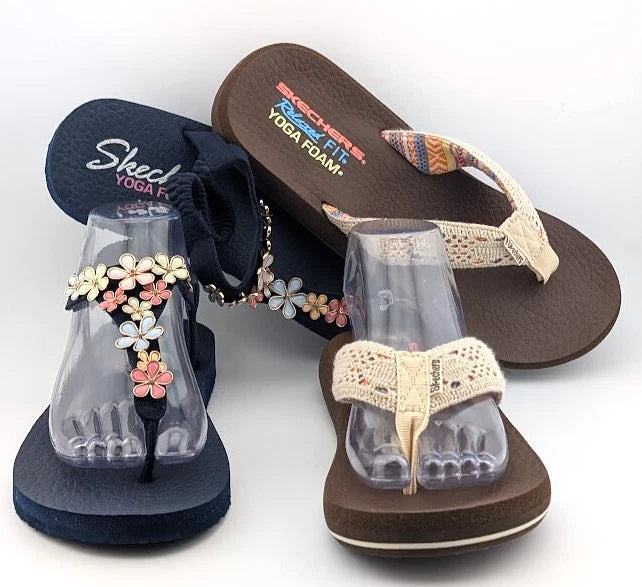 LOT of 2*NEW Skechers Womens Yoga Foam Brown Flip Flop & Blue Cali Sandal Size 9