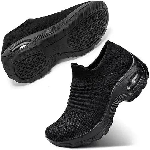 Womens Orthopedic Arch Support Slip On Black Walking Shoes, Fasciitis Shoes Size 10.5 STQ