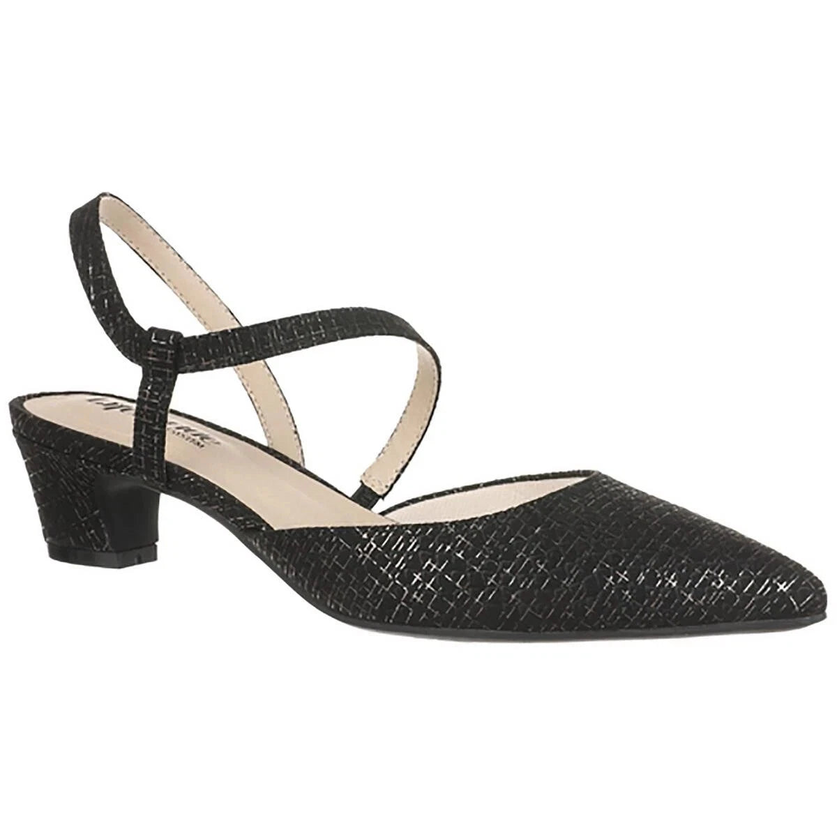 LifeStride Womens Size 7M "Minimalist" Black Slingback Heels Gunmetal