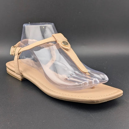 Women Size 8.5 T-Strap Thong Flat Sandals Square Toe Strappy Sandals SoleComfort.shoes