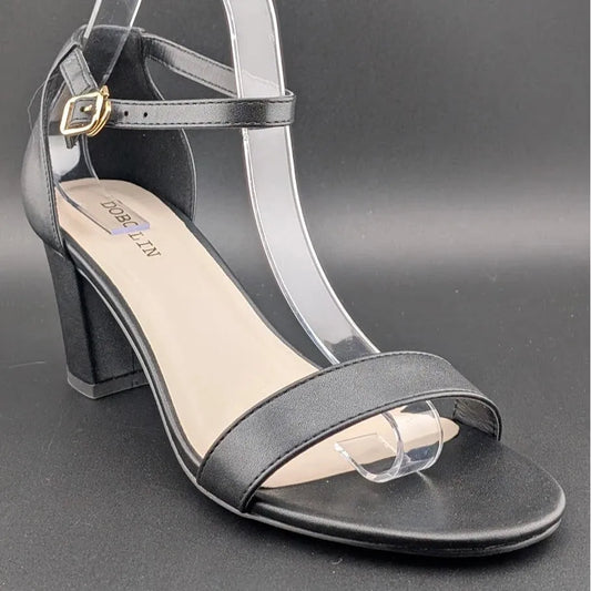 Women’s 8.5W Chunky 2.5" Heeled Sandals Round Open Toe Ankle Strap Dress Shoes SoleComfort.shoes