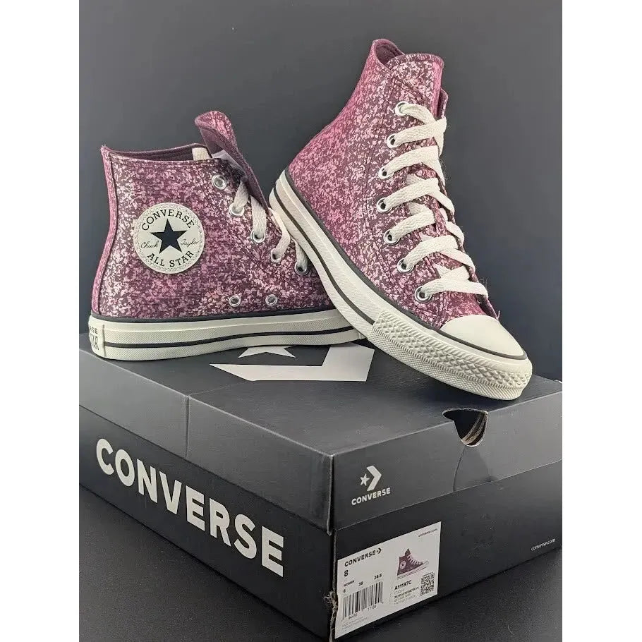 *BRAND NEW* Women CONVERSE Chuck Taylor All Star Glitter CTAS HI Orchid Abyss - SoleComfort.shoes