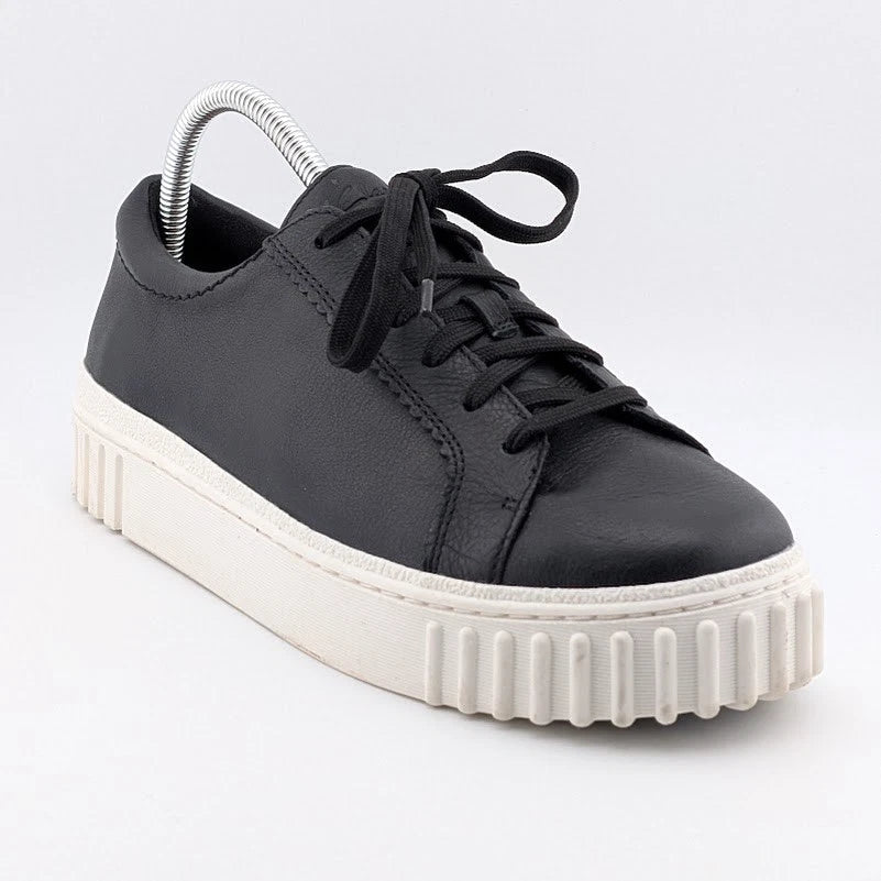 Clarks Women's Size 10W Mayhill Platform Walking Shoe in Black Leather SoleComfort.shoes