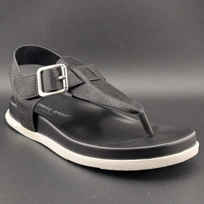 Urban Sport by J/Slides Freya Wos Size 6.5 Sporty Sandals Footbed Black Metallic SoleComfort.shoes