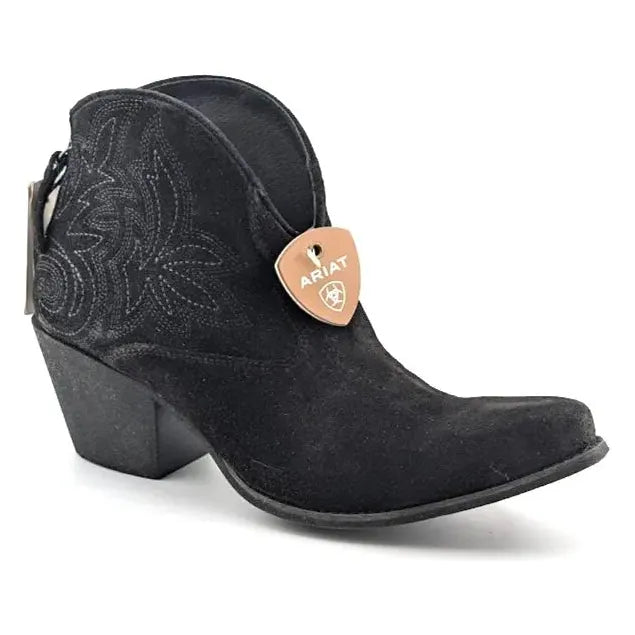 Ariat Women's Size 8 Layla Western Ankle Boots Distressed Black Suede - 10046888 Ariat