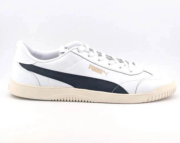 Size 12 Puma Club 5v5 Low White/Black/Gold Leather Shoes - Trainers Sneakers New