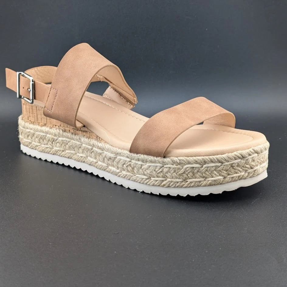 Women's Size 8 Platform Espadrille Buckle Open Toe Wedge Sandal w/ Ankle Strap SoleComfort.shoes