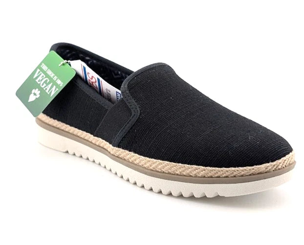 SKECHERS WOMEN'S Size 7 FLEXPADRILLE LO BALLET FLAT BLACK Espadrille 114020