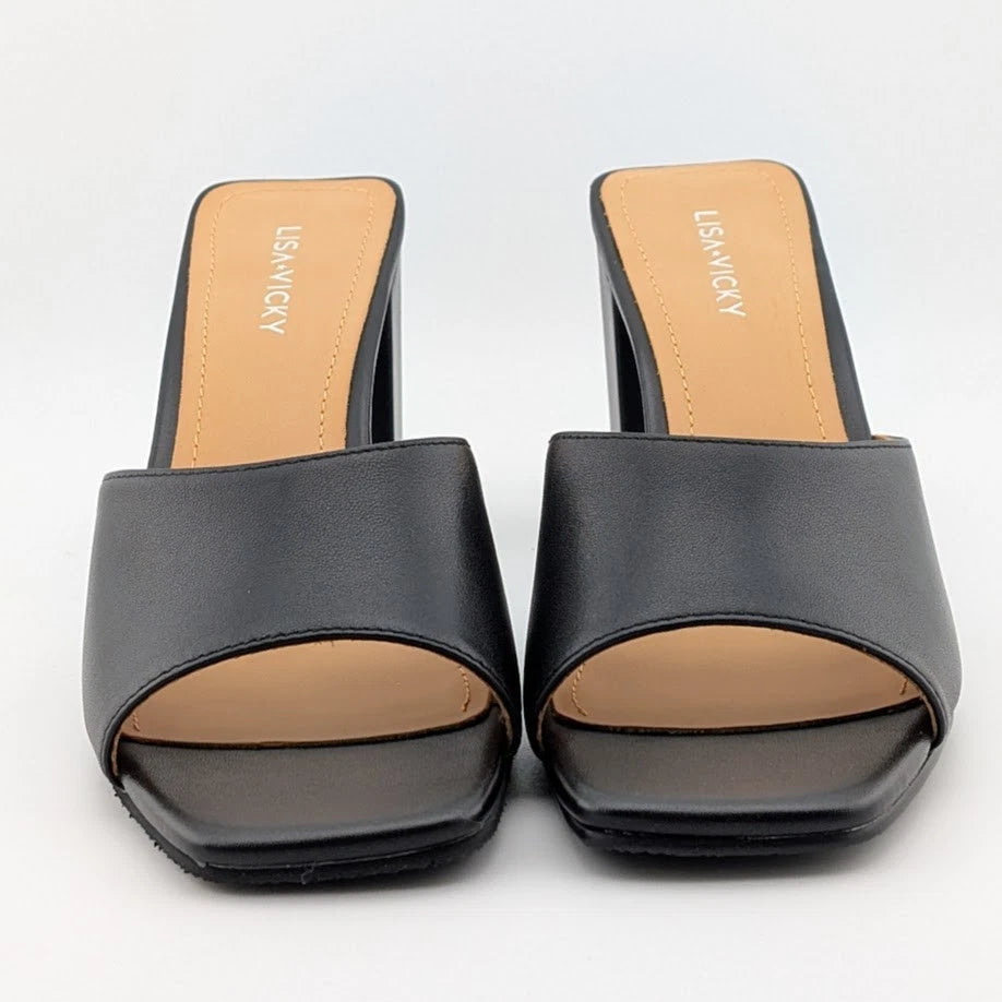 Womens Size 7.5M Nappa Leather Vital-V High Heel Open Toe Mule Slide Sandals SoleComfort.shoes