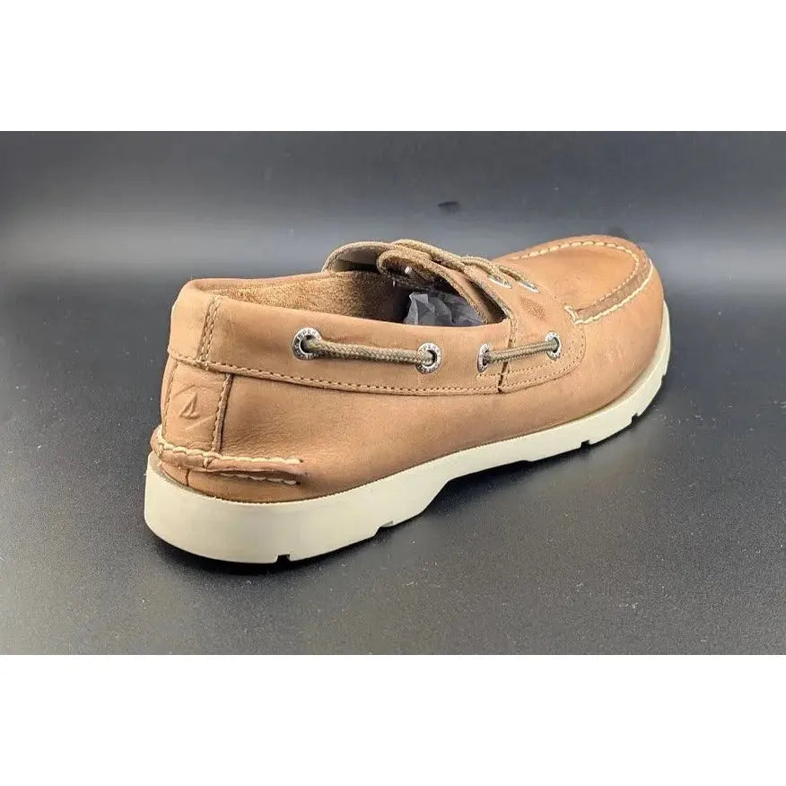 Sperry Top Sider Size 8 Leeward, 2-Eye Boat Shoes, Sahara Tan Leather 0777894 SoleComfort.shoes