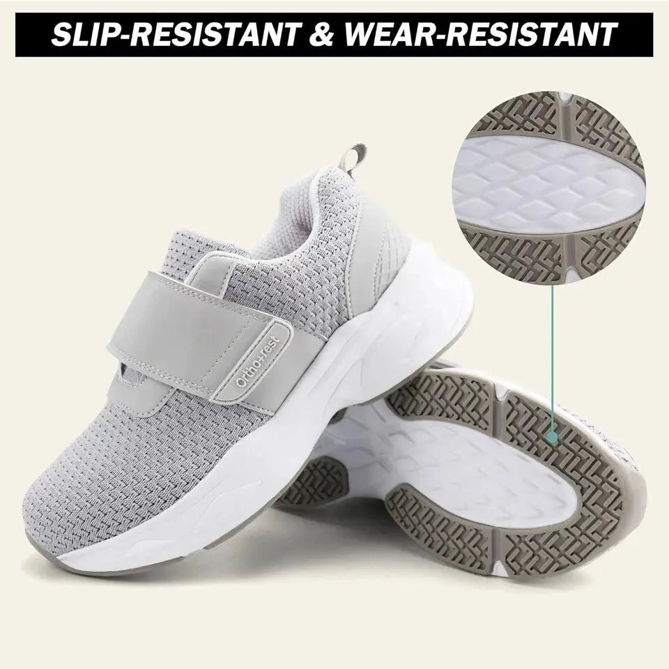 Ortho+rest Women Diabetic Shoes with Adjustable Closure 11 Wide, Light Grey Ortho+rest