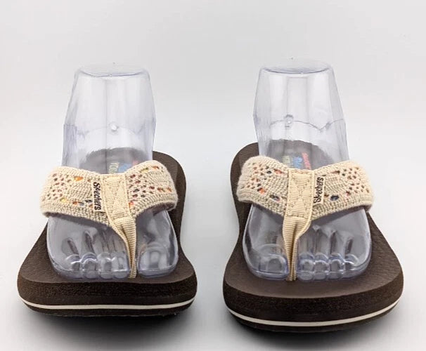 LOT of 2*NEW Skechers Womens Yoga Foam Brown Flip Flop & Blue Cali Sandal Size 9