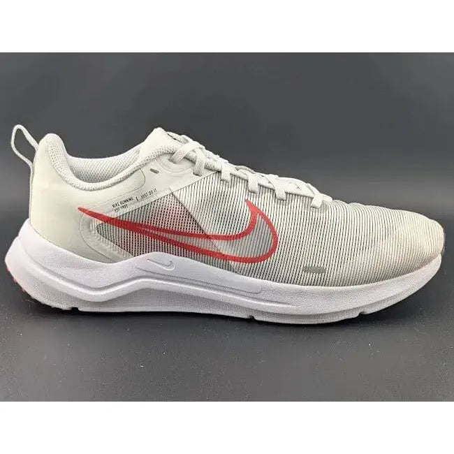 NIKE Mens Size 8 Downshifter 12 | White/Red Athletic Running Shoes - SoleComfort.shoes