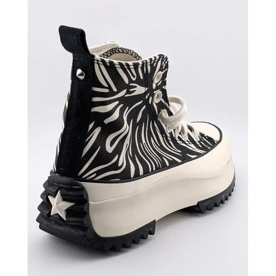 Converse Size W6 Run Star Hike Platform Animalier High Zebra Black White A03729C SoleComfort.shoes