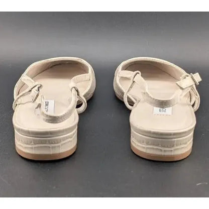 Pre-owned Steve Madden Size 7.5 Womens Belinda Toe Cap Flat Dressy Slingbacks Shoes - SoleComfort.shoes