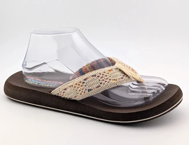 LOT of 2*NEW Skechers Womens Yoga Foam Brown Flip Flop & Blue Cali Sandal Size 9