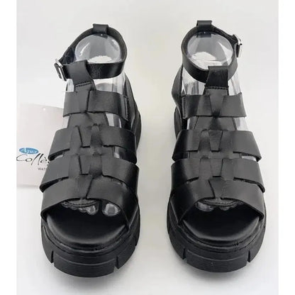Women's Size 8 Aqua College Waterproof Fisherman Sandal Black PU Leather Aqua College